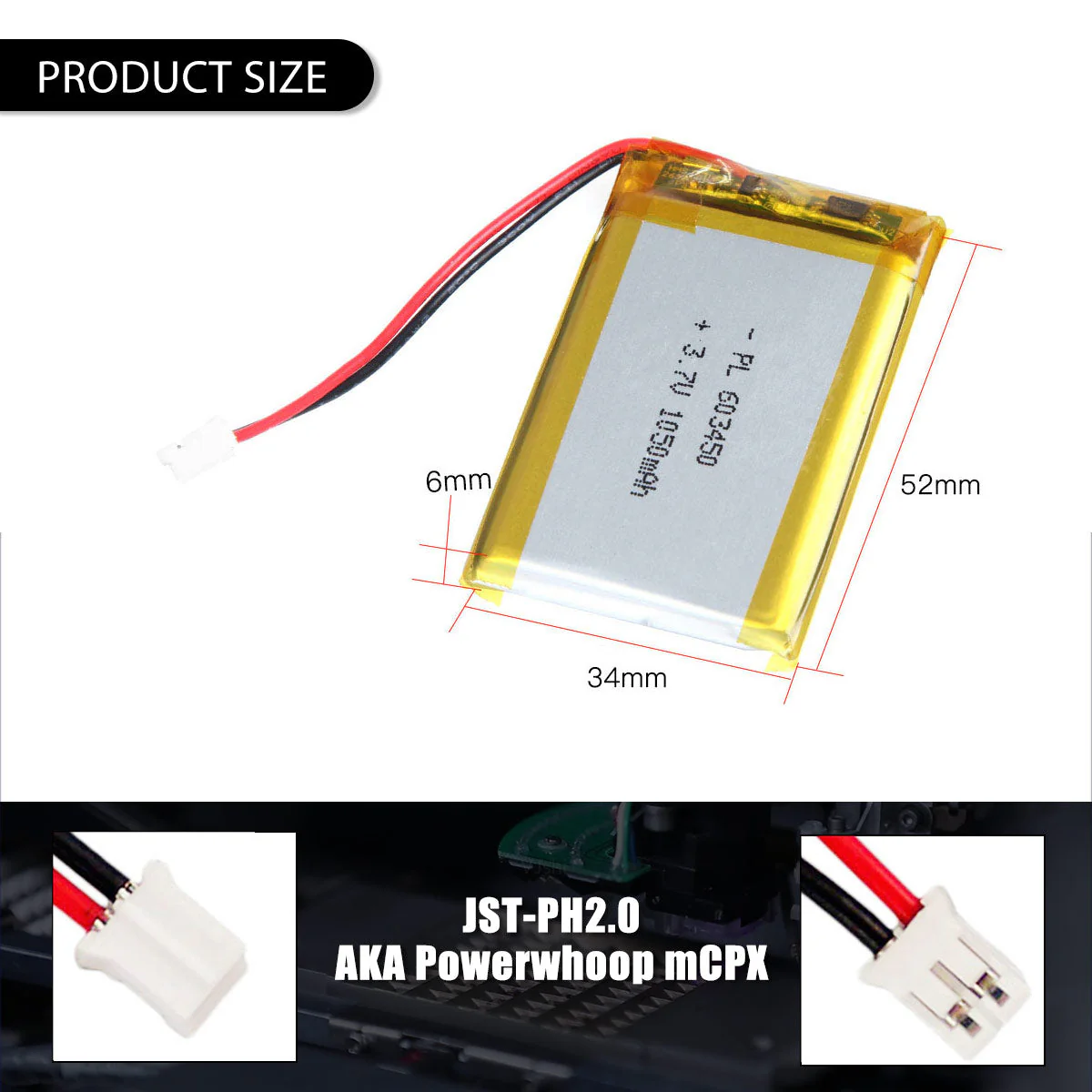 3.7V 1200mAh 603450 Lithium Polymer Battery - Image 4
