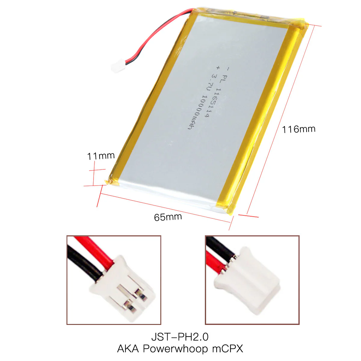 YDL 3.7V 10000mAh 1165114 Rechargeable Lithium Polymer Battery Length 116mm - Image 4