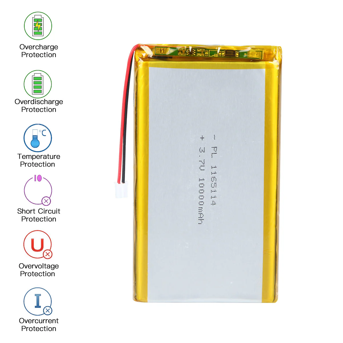 YDL 3.7V 10000mAh 1165114 Rechargeable Lithium Polymer Battery Length 116mm - Image 5