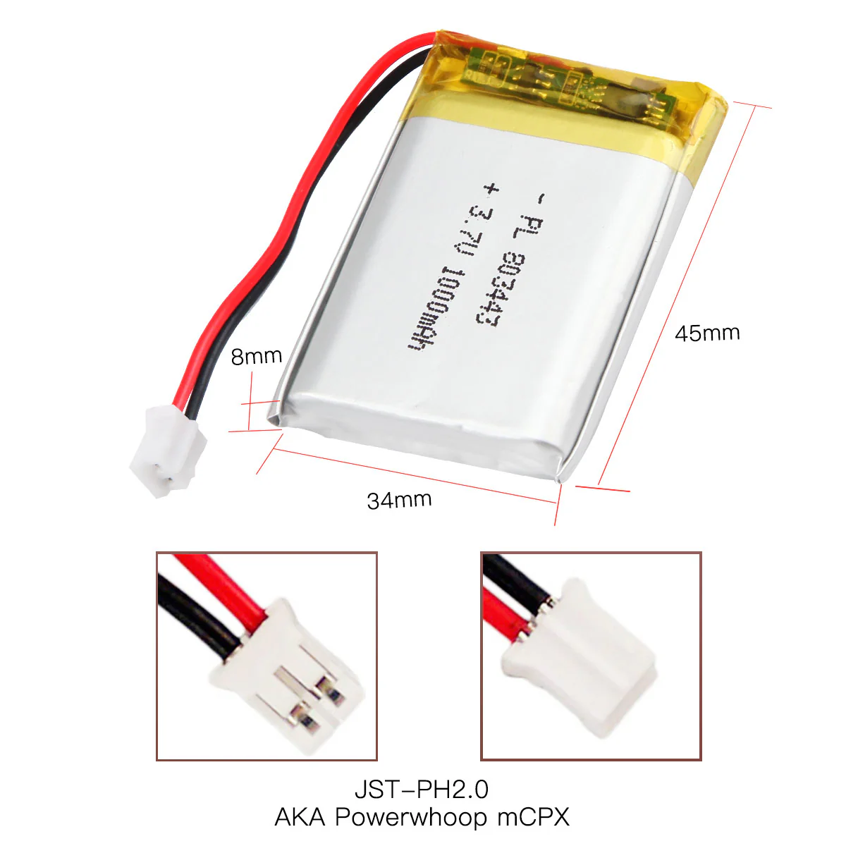 YDL 3.7V 1000mAh 803443 Rechargeable Lithium Polymer Battery - Image 4