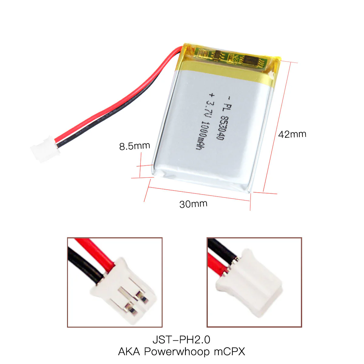 YDL 3.7V 1000mAh 853040 Rechargeable Lithium Polymer Battery - Image 4