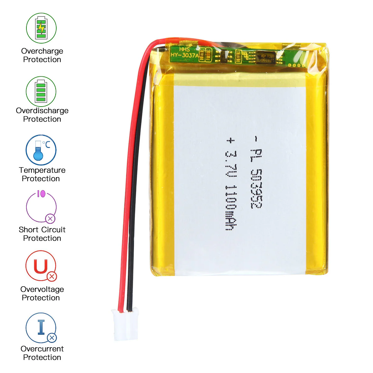 YDL 3.7V 1100mAh 503952 Rechargeable Lithium Polymer Battery Length 54mm - Image 5