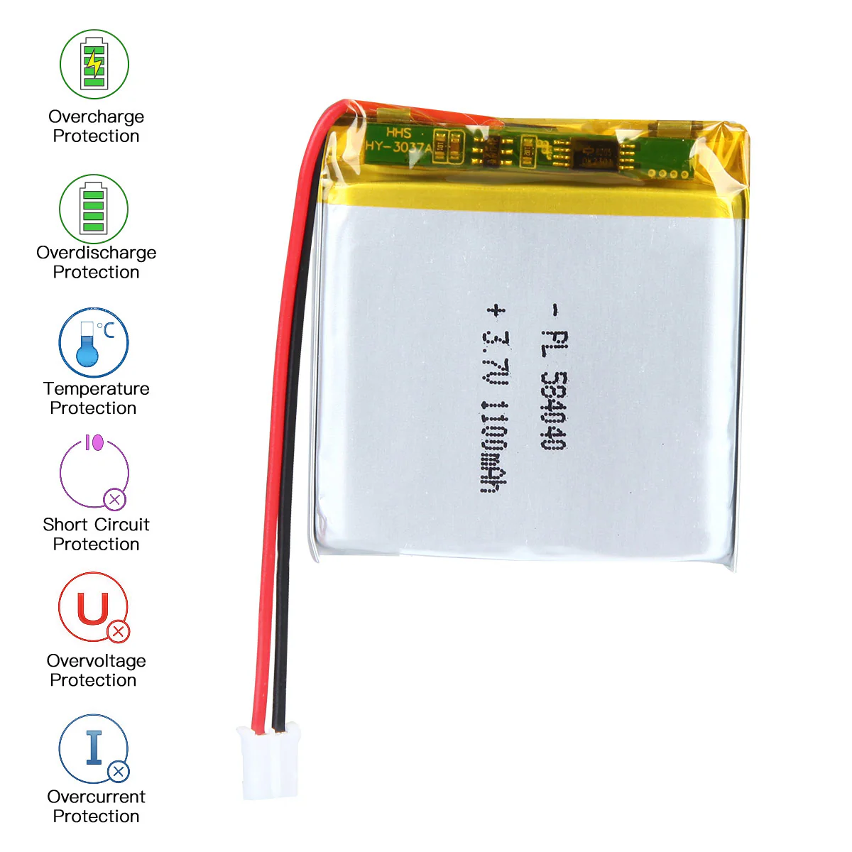 YDL 3.7V 1100mAh 584040 Rechargeable Lithium Polymer Battery Length 42mm - Image 5