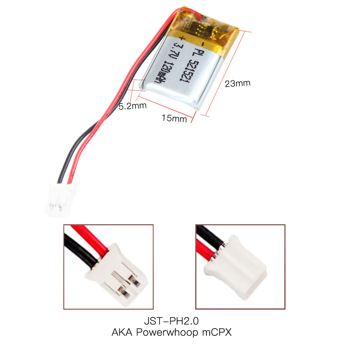 YDL 3.7V 120mAh 521521 Rechargeable Lithium Polymer Battery Length 23mm - Image 4