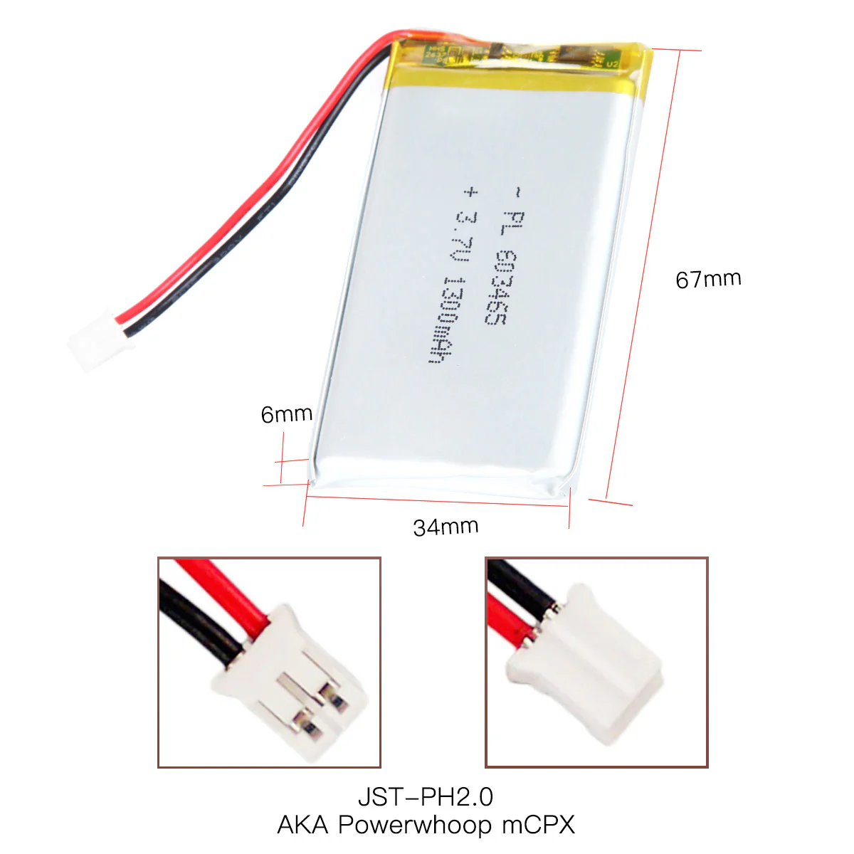 YDL 3.7V 1300mAh 603465 Rechargeable Lithium Polymer Battery - Image 4
