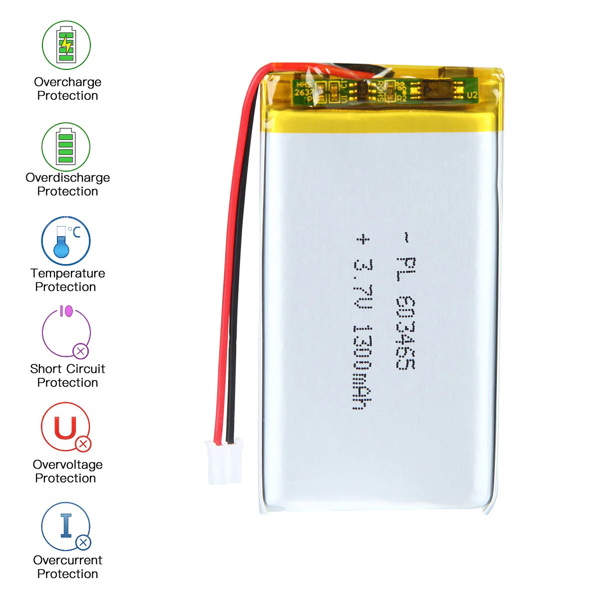 YDL 3.7V 1300mAh 603465 Rechargeable Lithium Polymer Battery - Image 5
