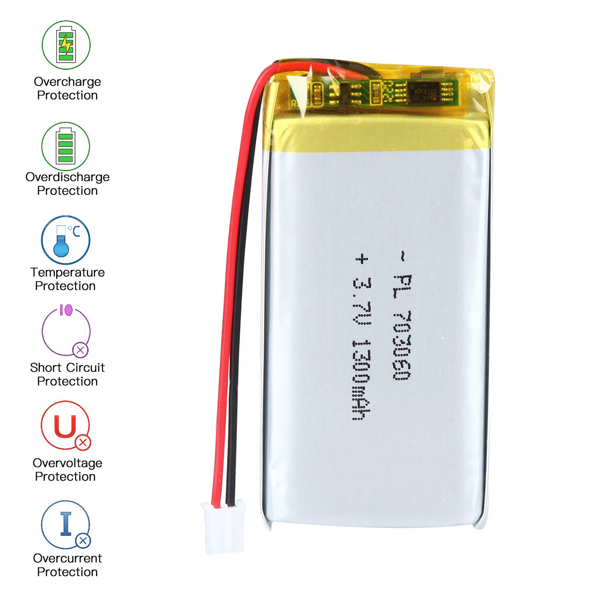 YDL 3.7V 1300mAh 703060 Rechargeable Lithium Polymer Battery - Image 5