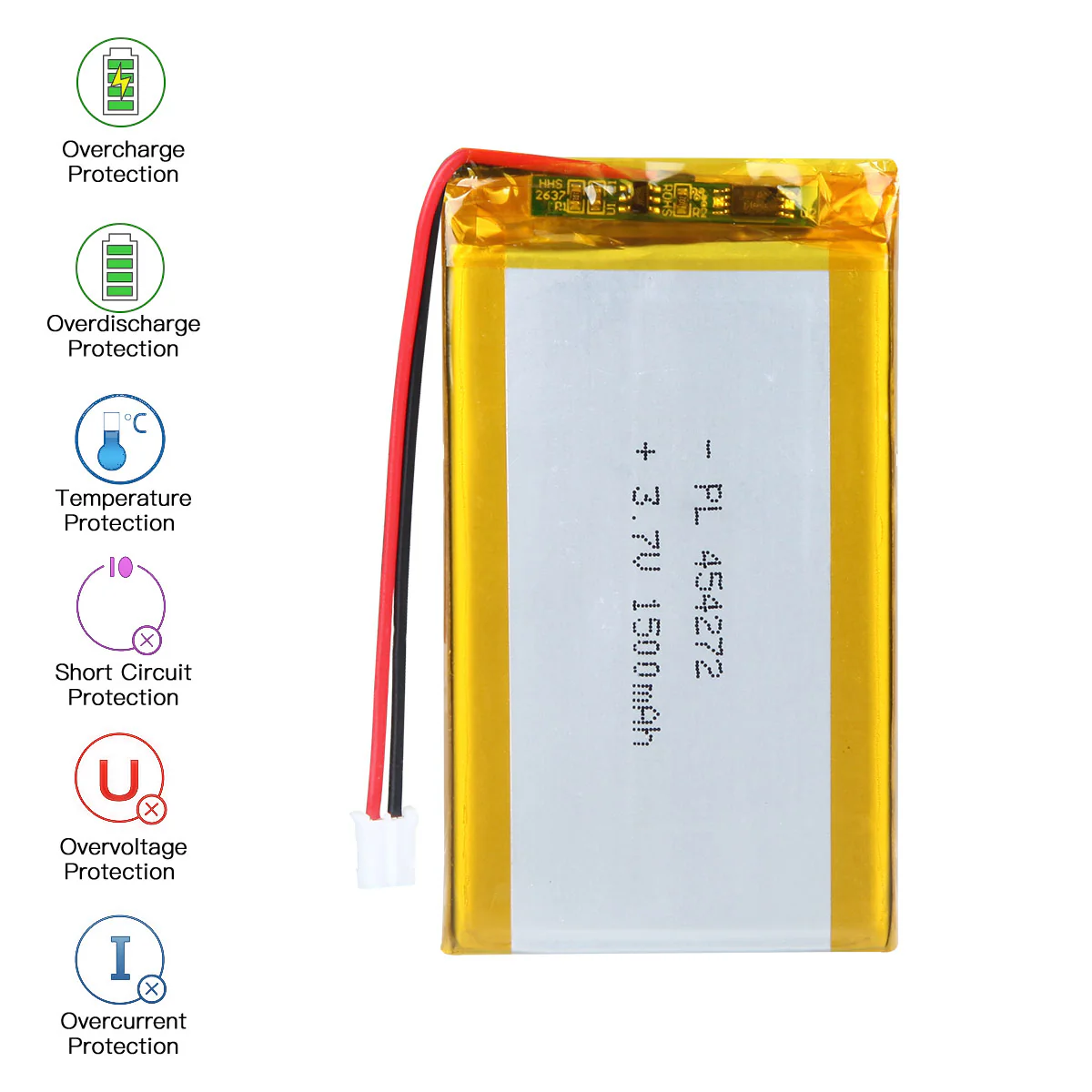 YDL 3.7V 1500mAh 454272 Rechargeable Lithium Polymer Battery Length 74mm - Image 6