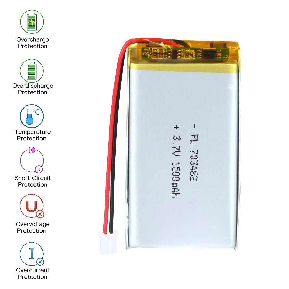 YDL 3.7V 1500mAh 703462 Rechargeable Lithium Polymer Battery - Image 6