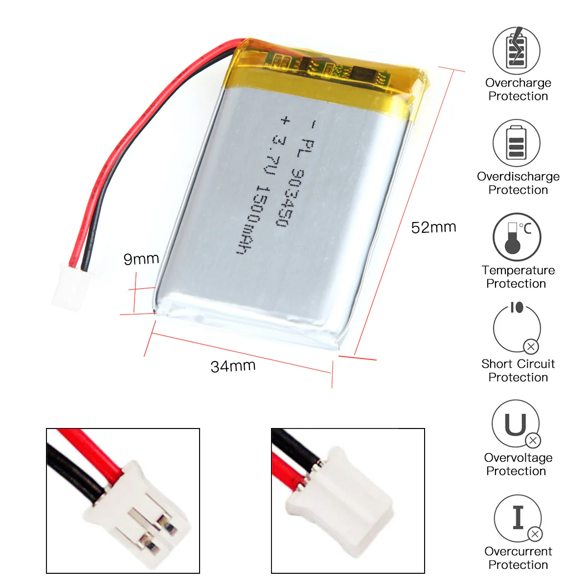 3.7V 1500mAh 903450 Rechargeable Lithium Polymer Battery - Image 4