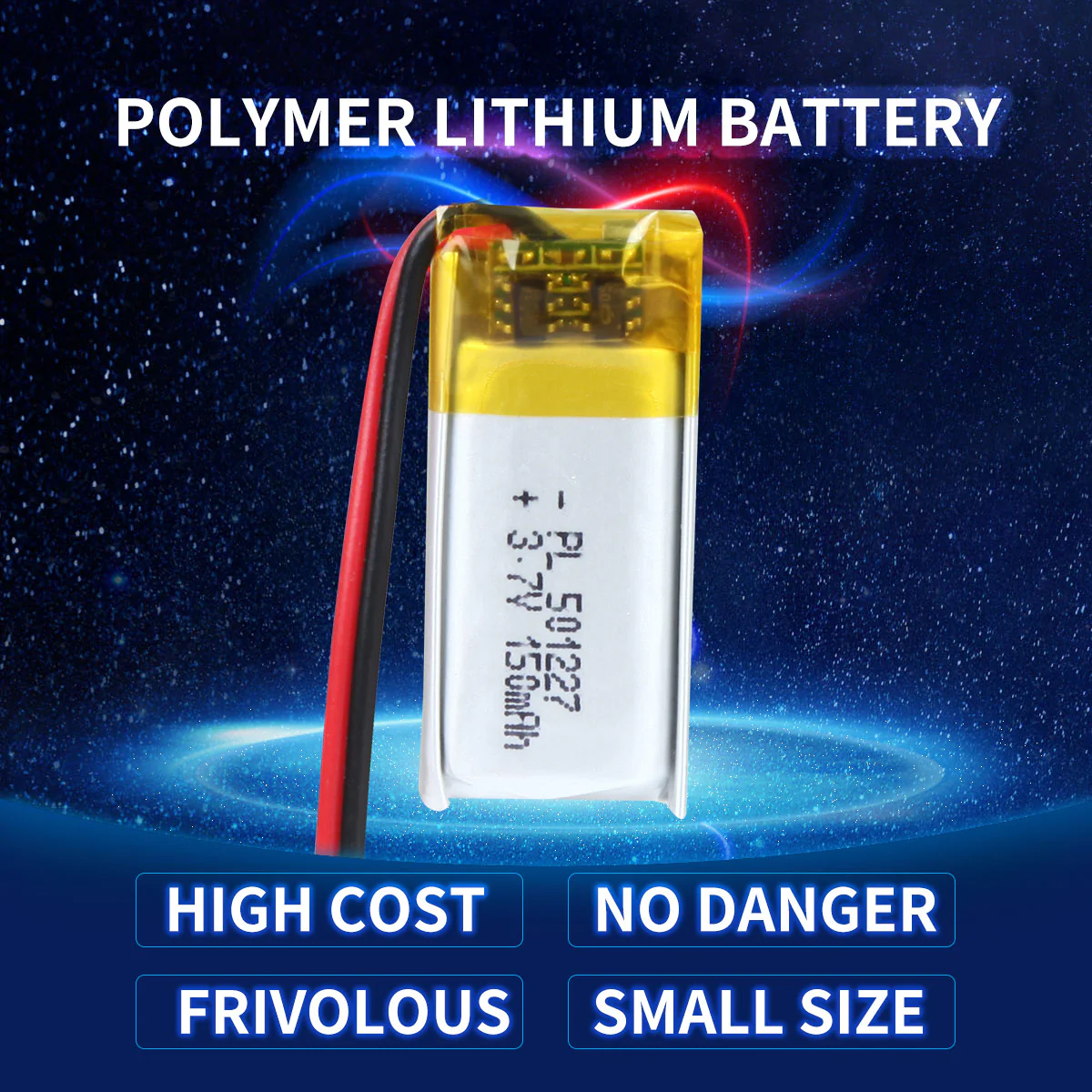 YDL 3.7V 150mAh 402025 Rechargeable Lithium Polymer Battery Length 27mm - Image 2