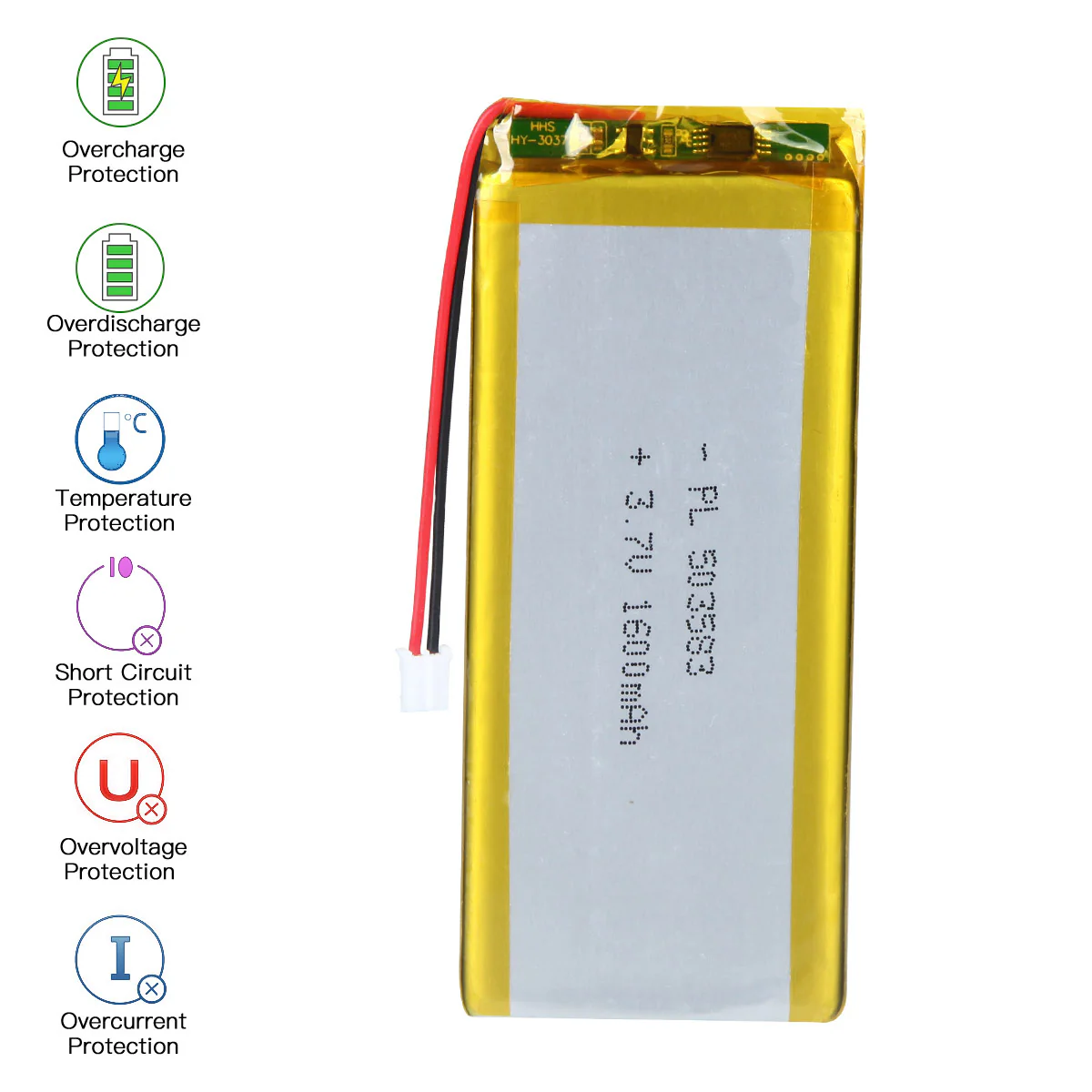 YDL 3.7V 1600mAh 503583 Rechargeable Lithium Polymer Battery Length 85mm - Image 6