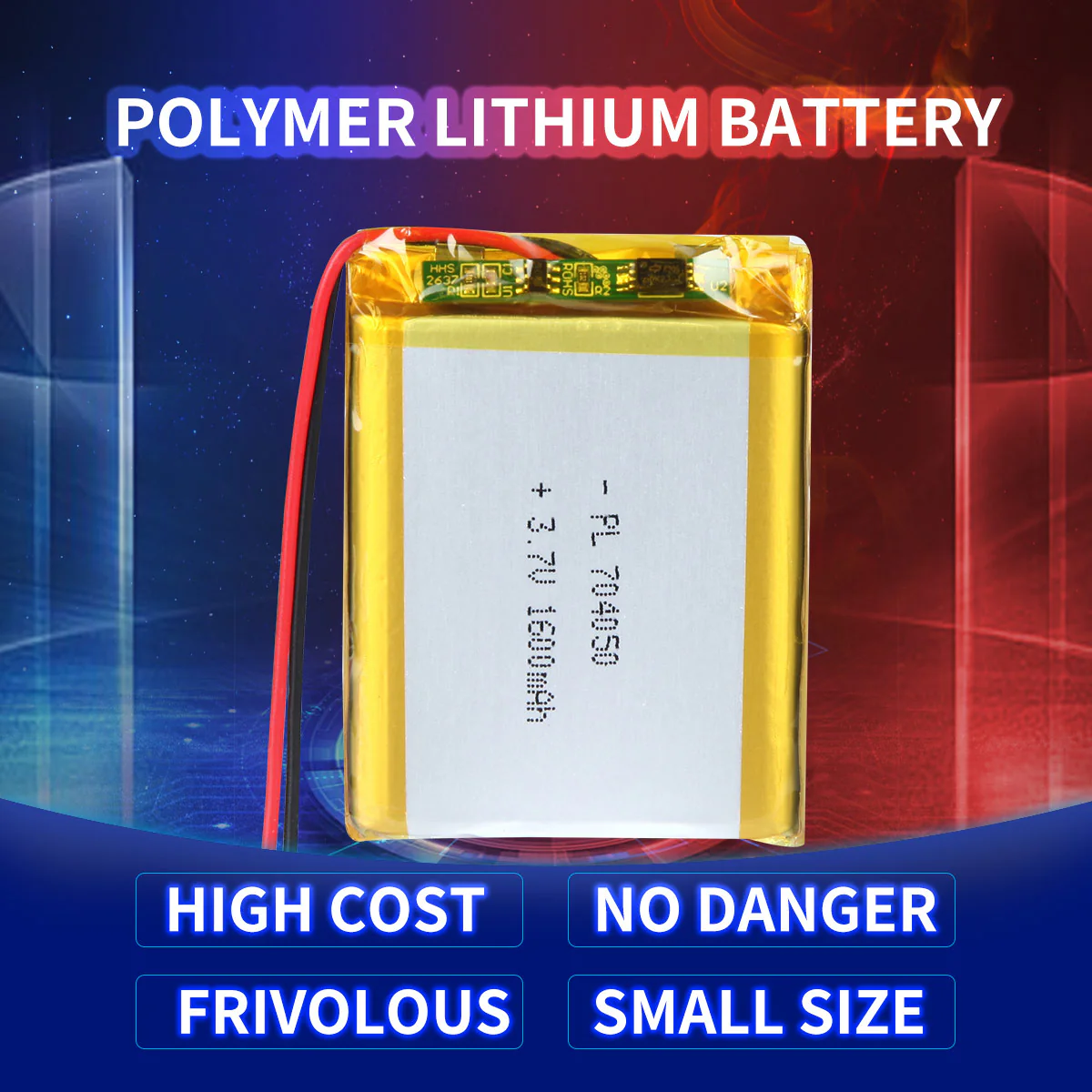 YDL 3.7V 1600mAh 704050 Rechargeable Lithium Polymer Battery - Image 2