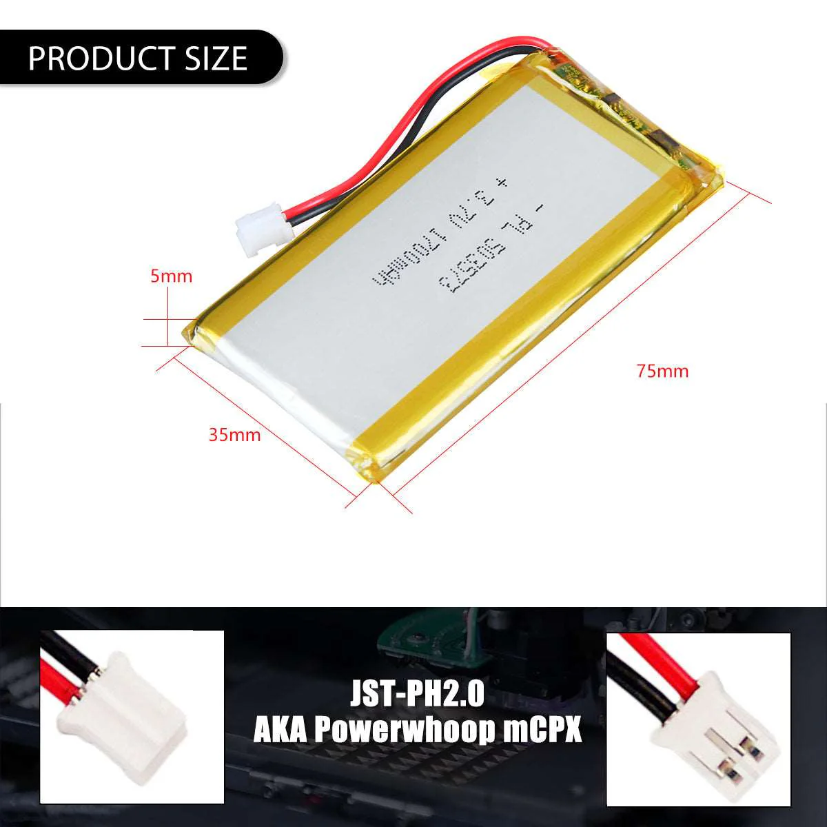 3.7V 1700mAh 503573 Lithium Polymer Battery - Image 4