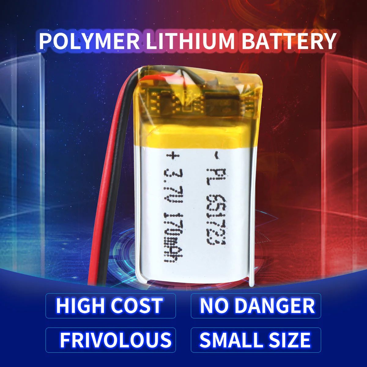 YDL 3.7V 170mAh 651723 Rechargeable Lithium Polymer Battery Length 25mm - Image 2