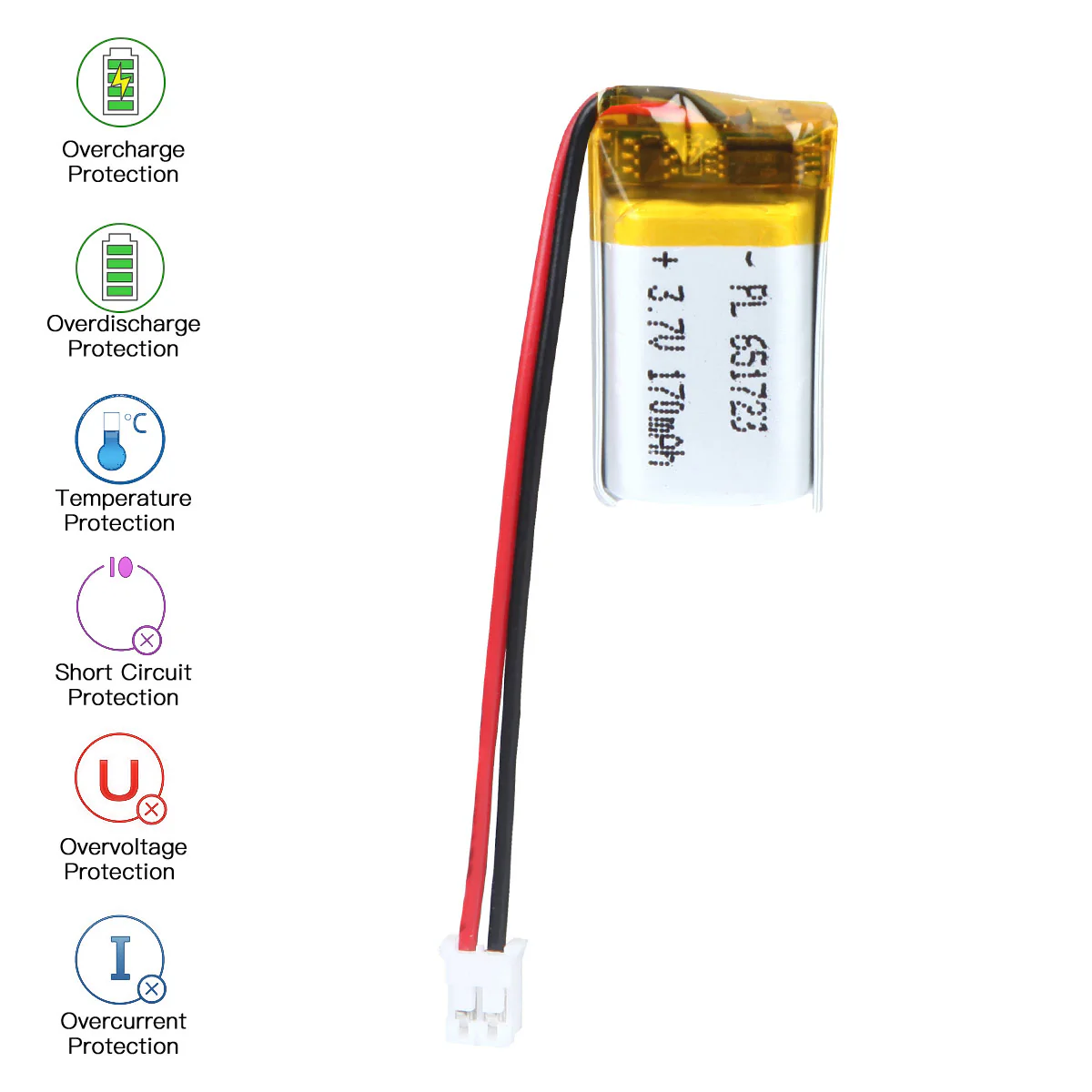 YDL 3.7V 170mAh 651723 Rechargeable Lithium Polymer Battery Length 25mm - Image 6