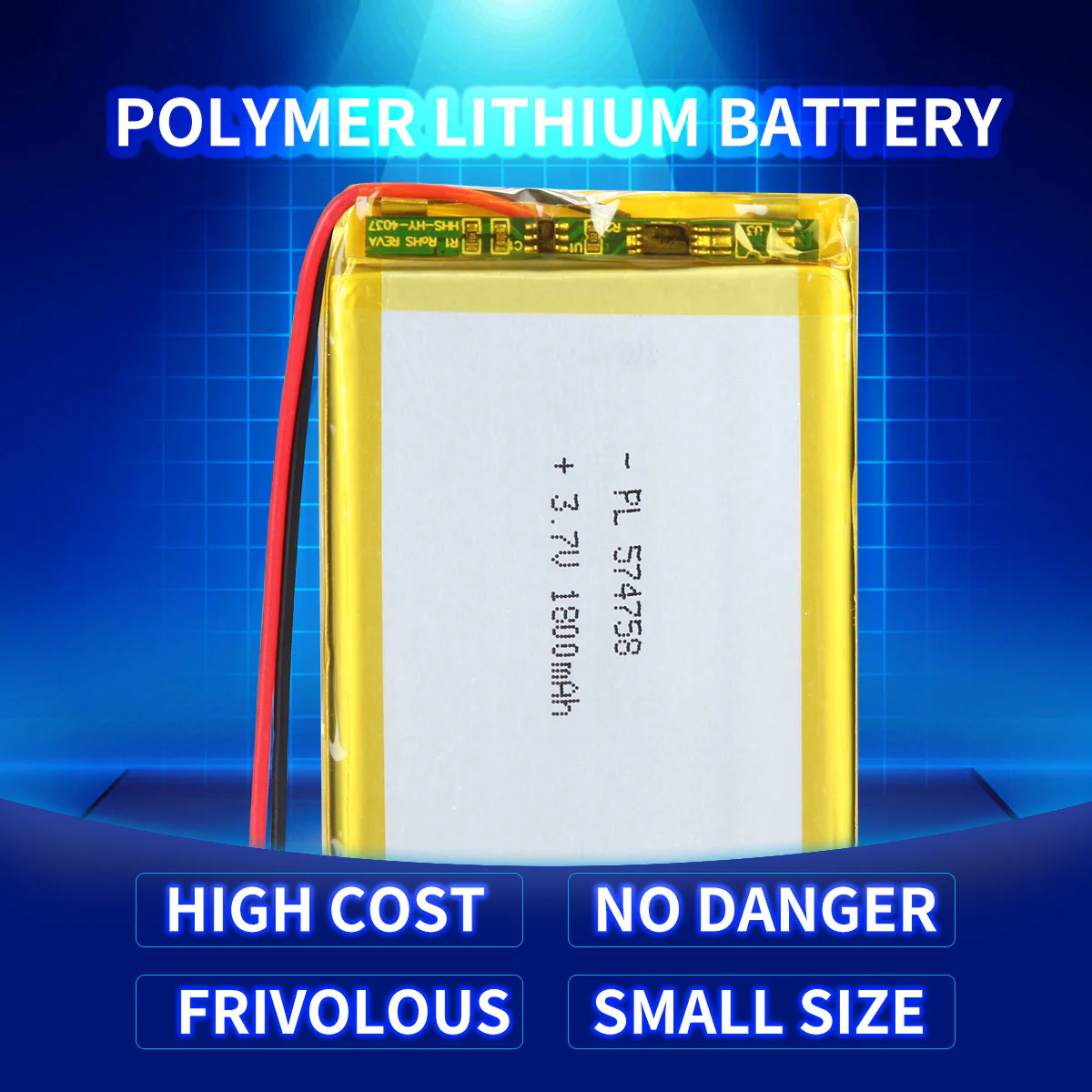 YDL 3.7V 1800mAh 574758 Rechargeable Lithium Polymer Battery Length 60mm - Image 2