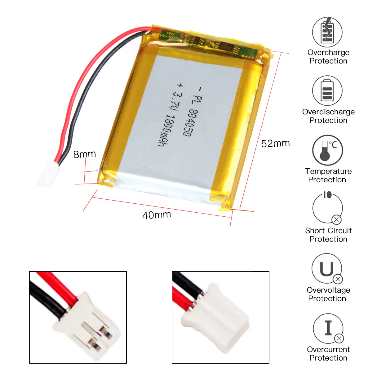 3.7V 2000mAh 804050 Rechargeable Lithium Polymer Battery - Image 4
