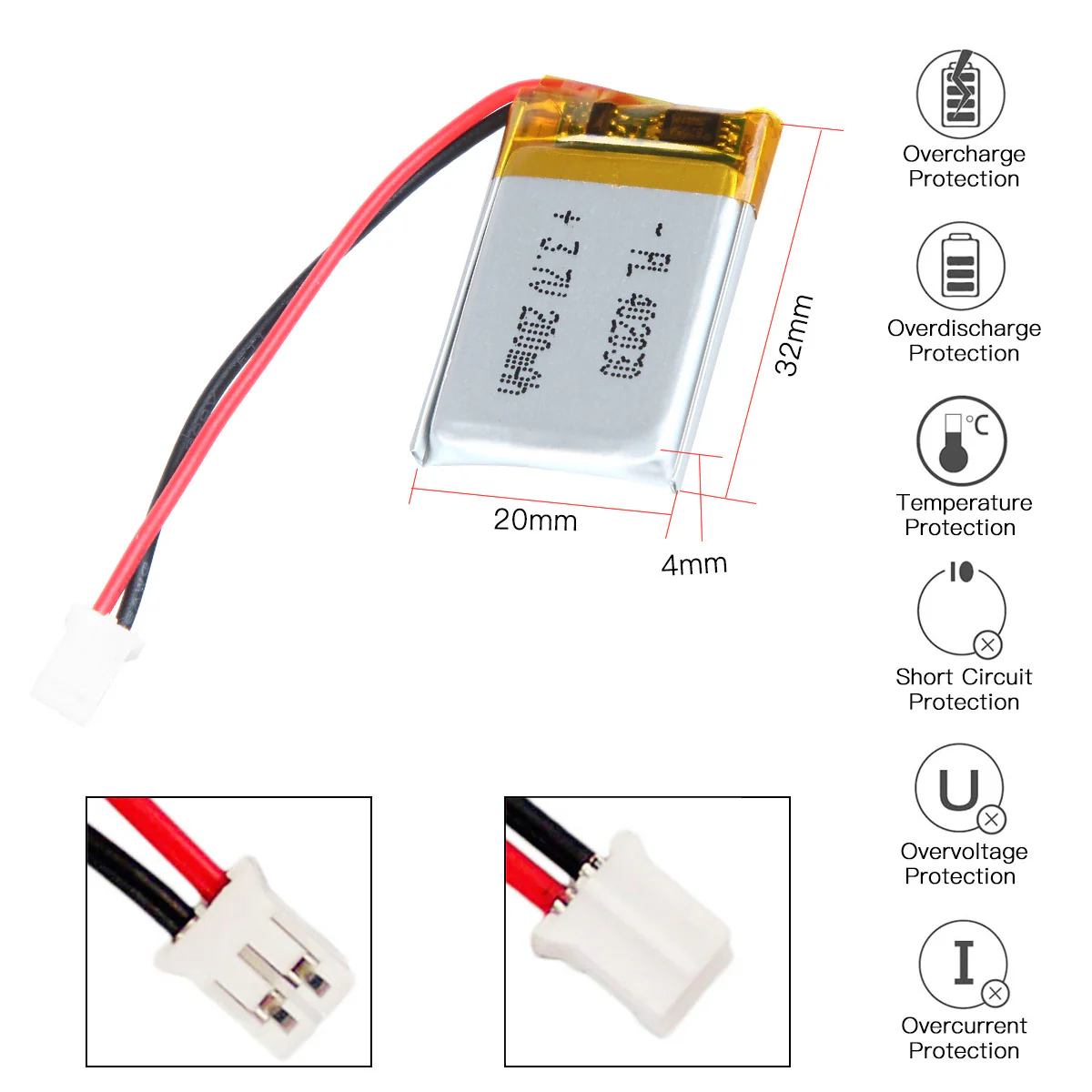 YDL 3.7V 200mAh 402030 Rechargeable Lithium Polymer Battery - Image 4