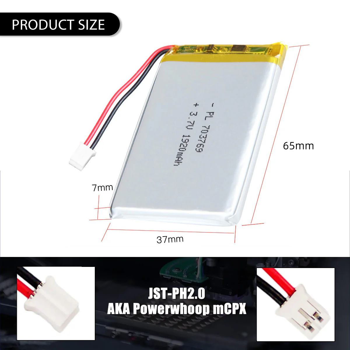YDL 3.7V 1920mAh 703769 Rechargeable Lithium Polymer Battery - Image 2
