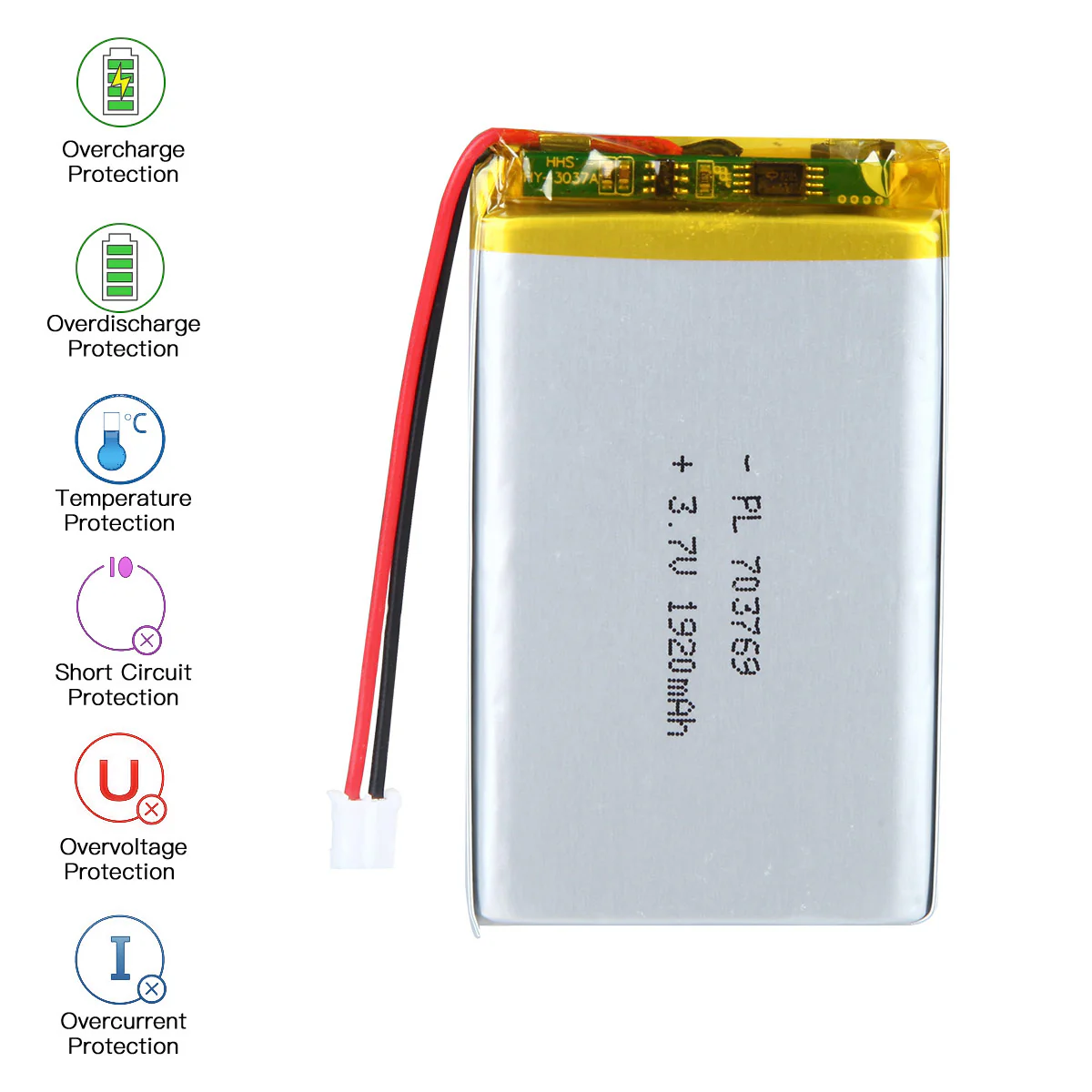 YDL 3.7V 1920mAh 703769 Rechargeable Lithium Polymer Battery - Image 5