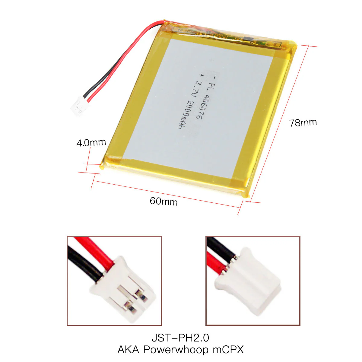 YDL 3.7V 2000mAh 406076 Rechargeable Lithium Polymer Battery Length 78mm - Image 5