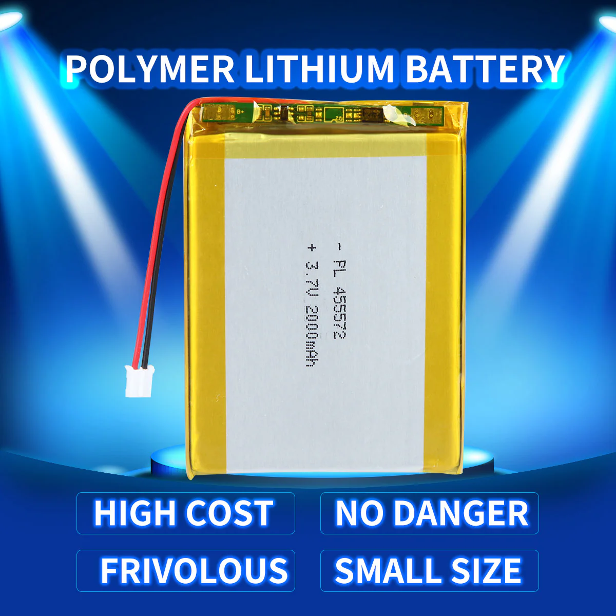 YDL 3.7V 2000mAh 455572 Rechargeable Lithium Polymer Battery Length 74mm - Image 2