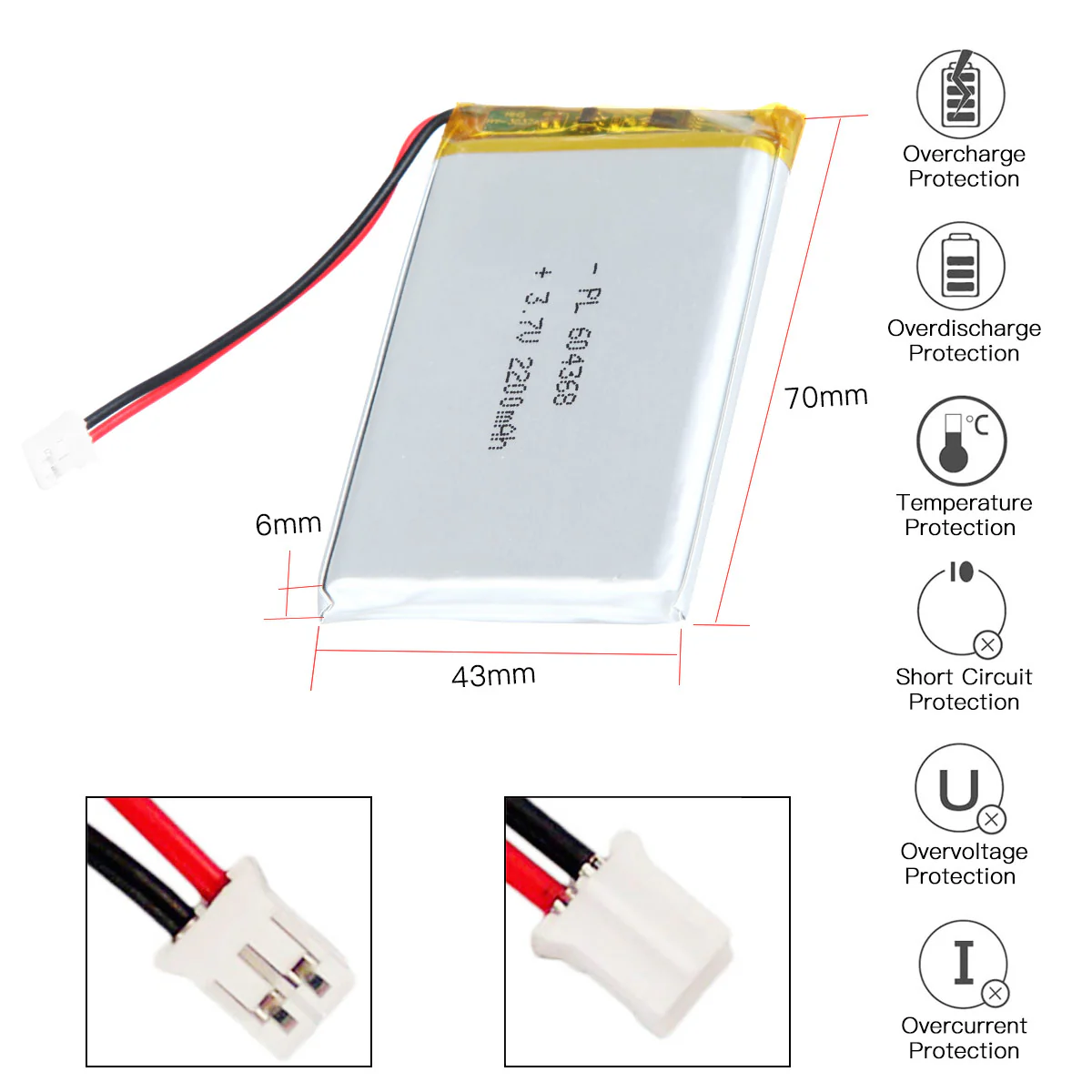 YDL 3.7V 2200mAh 903462 Rechargeable Lithium Polymer Battery - Image 3
