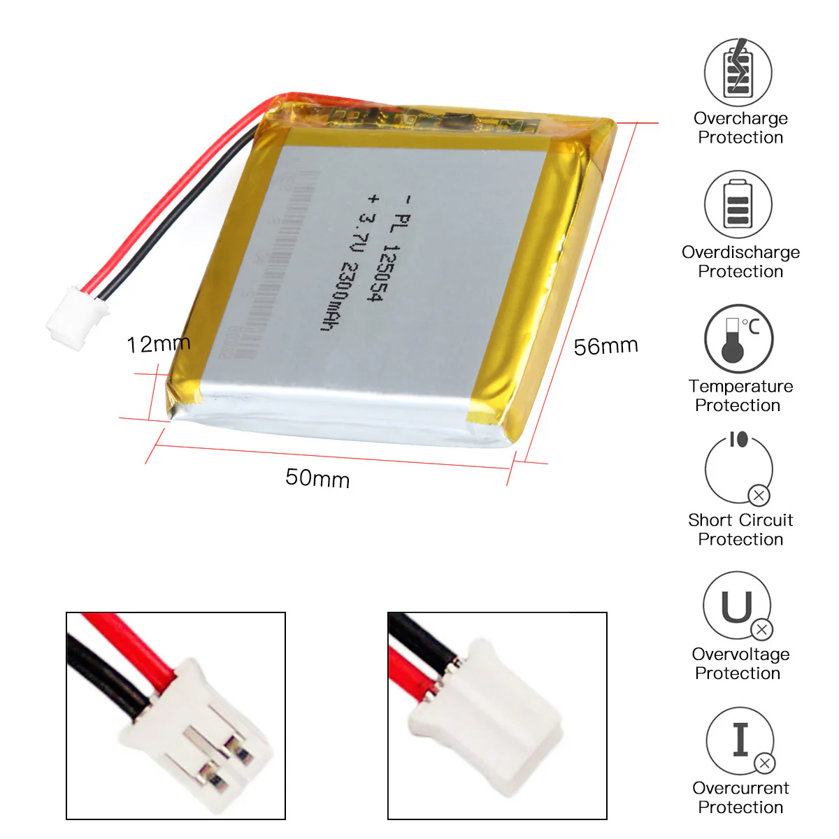 YDL 3.7V 4000mAh 125054 Rechargeable Lithium Polymer Battery - Image 3