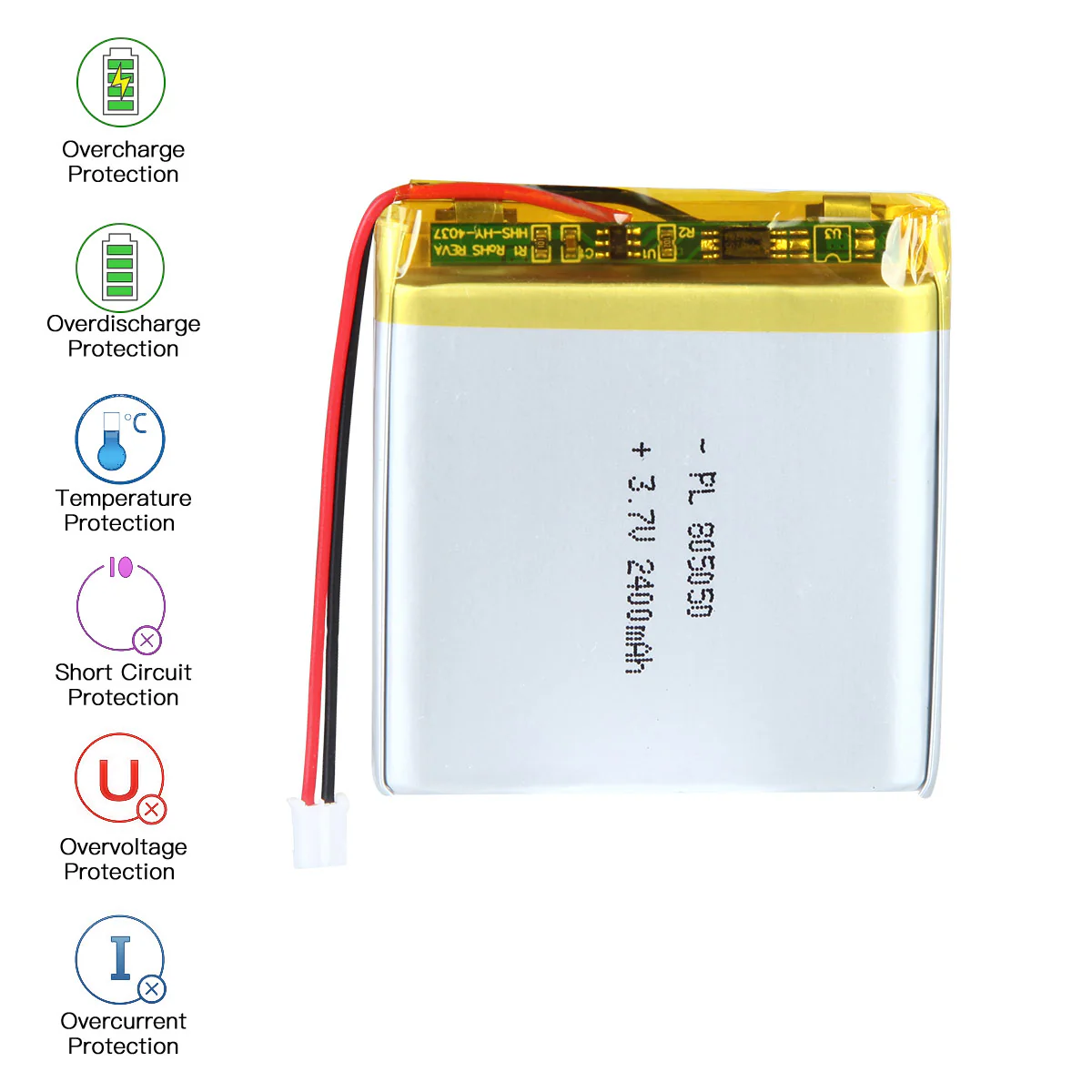 YDL 3.7V 2400mAh 805050 Rechargeable Lithium Polymer Battery - Image 5