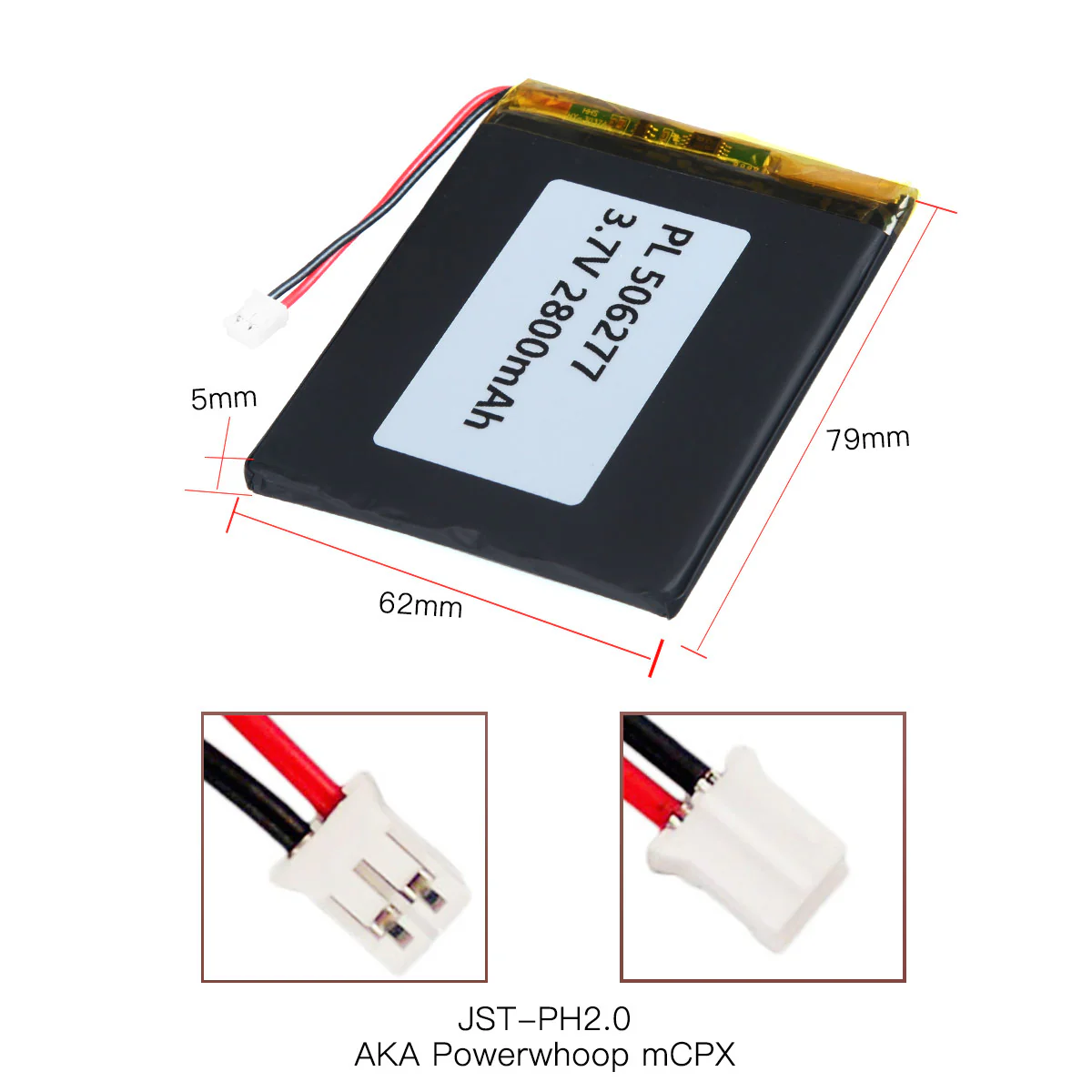 YDL 3.7V 2800mAh 506277 Rechargeable Lithium Polymer Battery Length 79mm - Image 4