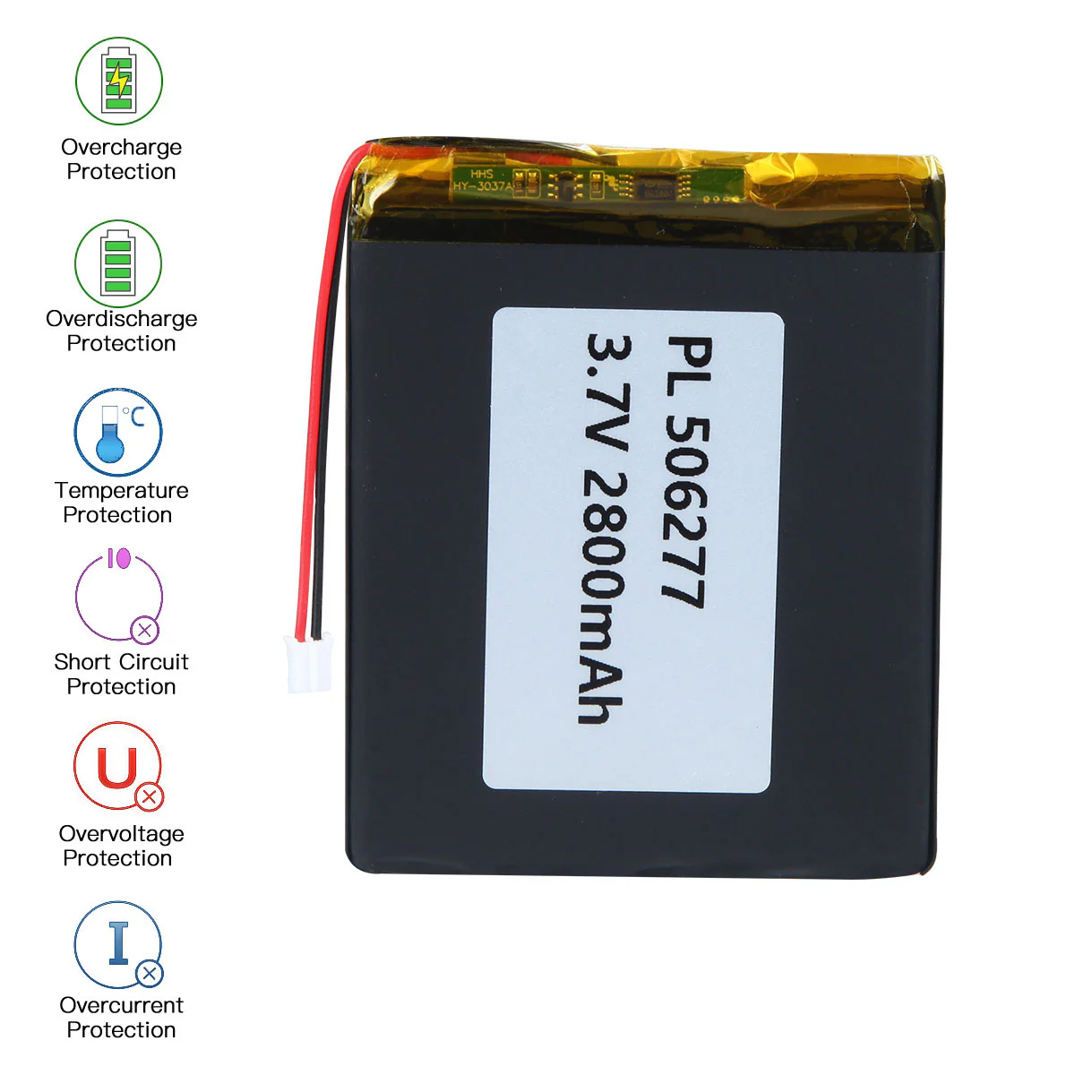 YDL 3.7V 2800mAh 506277 Rechargeable Lithium Polymer Battery Length 79mm - Image 5