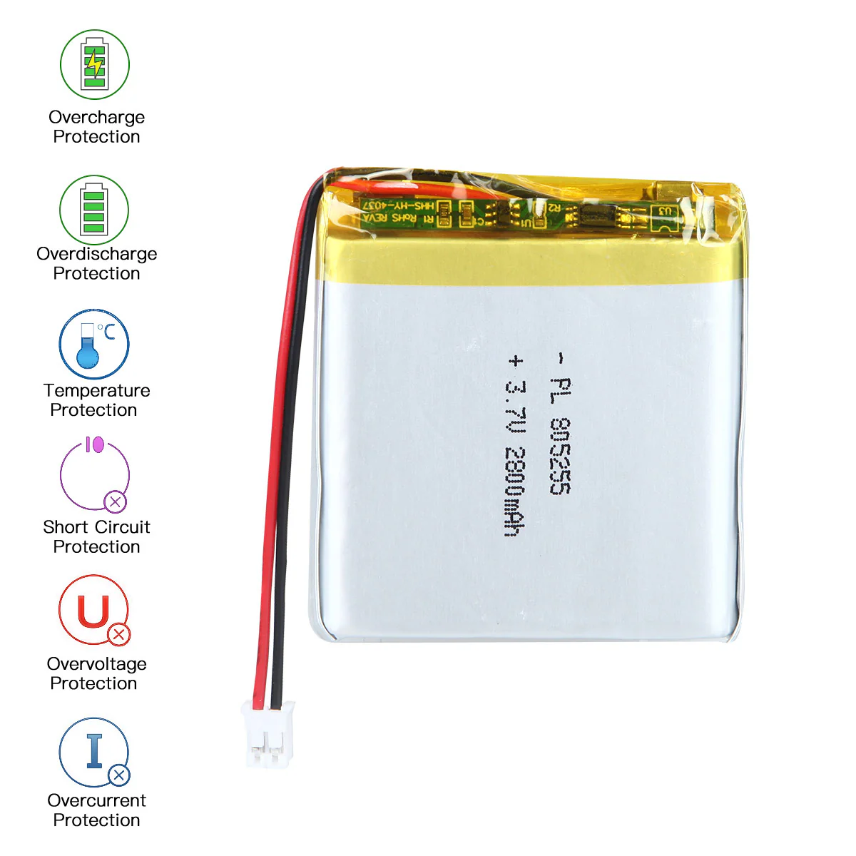 YDL 3.7V 2800mAh 805255 Rechargeable Lithium Polymer Battery - Image 5