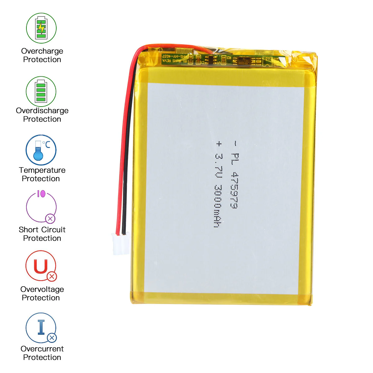 YDL 3.7V 3000mAh 475979 Rechargeable Lithium Polymer Battery - Image 5