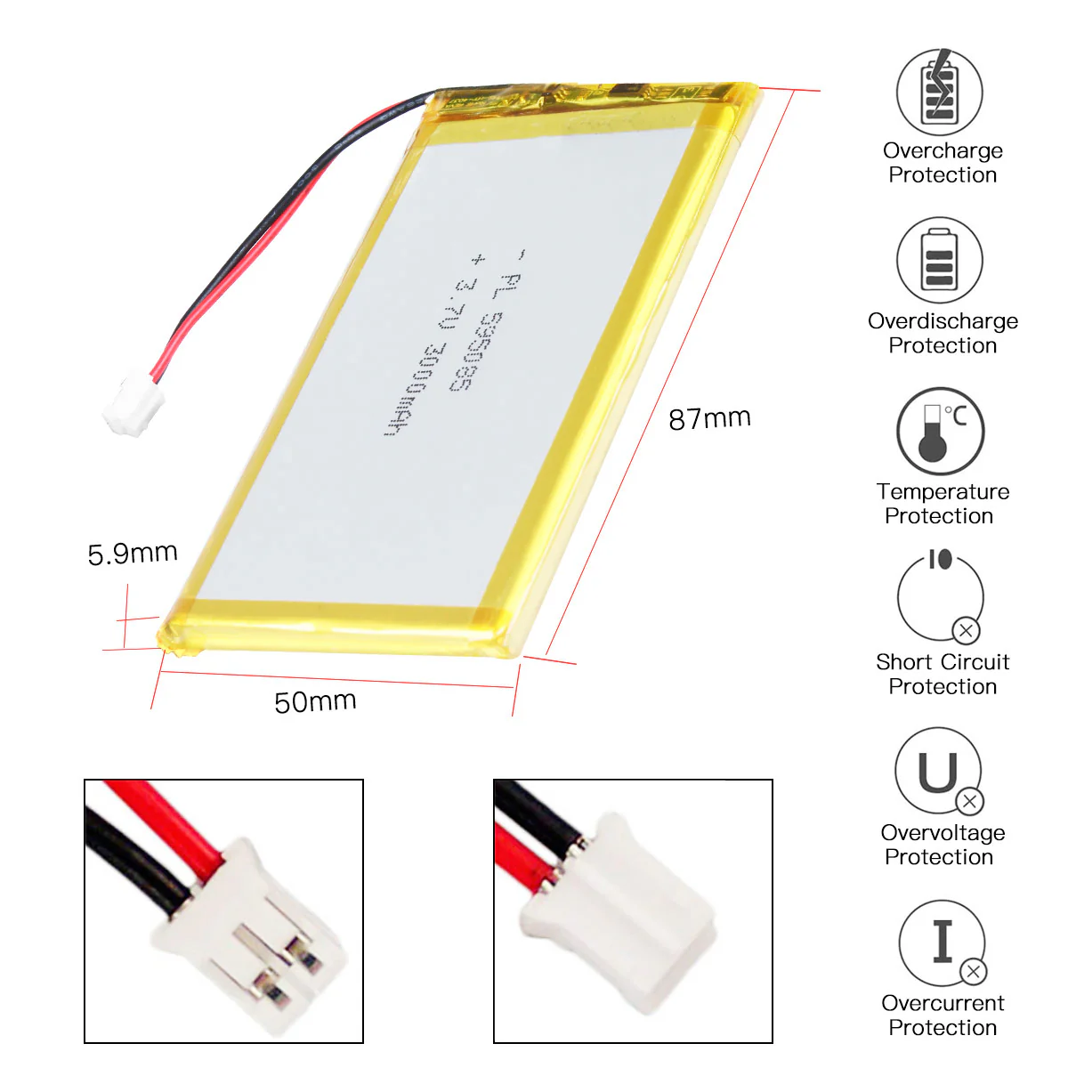 YDL 3.7V 3000mAh 595085 Rechargeable Lithium Polymer Battery - Image 3