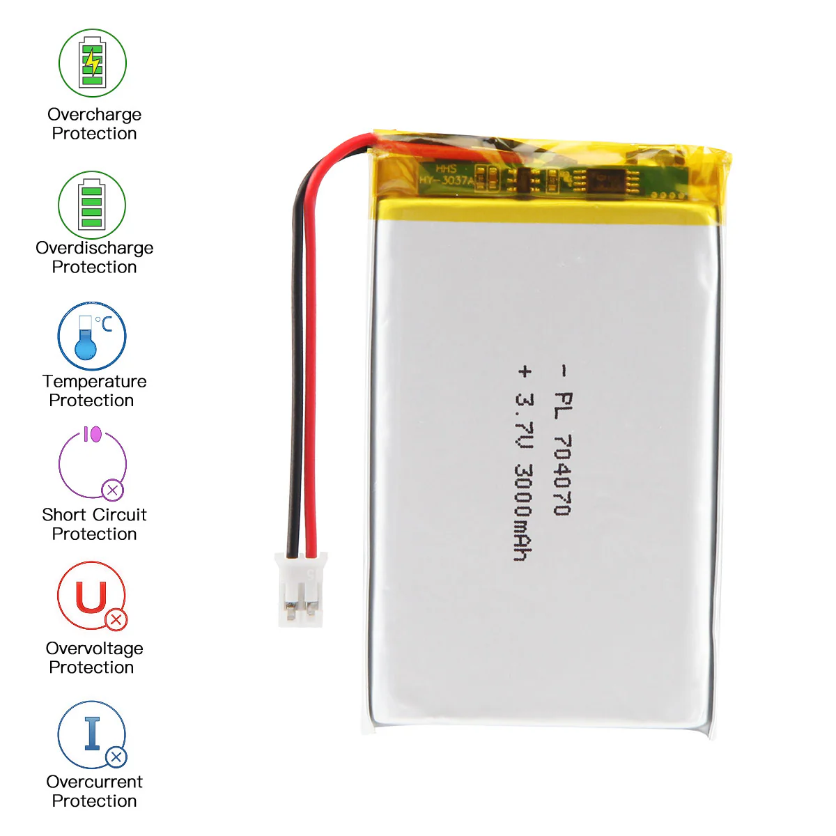 YDL 3.7V 2800mAh 704070/804070 Rechargeable Lithium Polymer Battery - Image 5