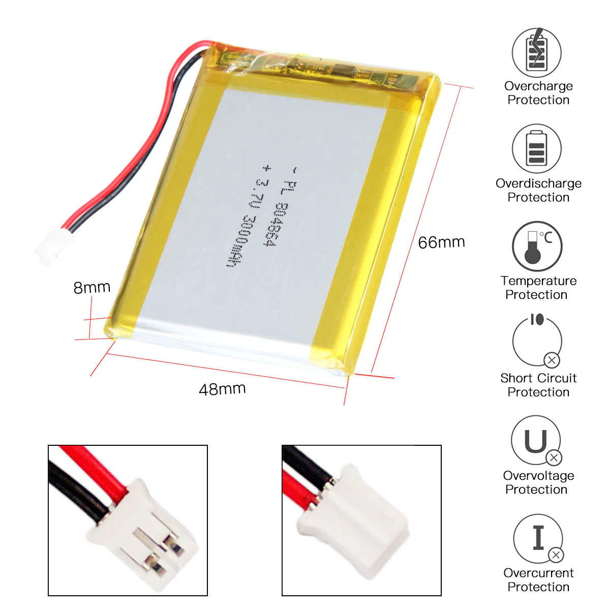 YDL 3.7V 3000mAh 804864 Lithium Polymer Battery Pack - Image 3