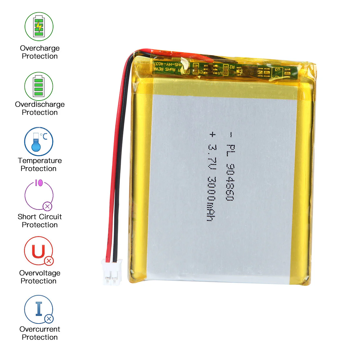 YDL 3.7V 3000mAh 904860 Rechargeable Lithium Polymer Battery - Image 5