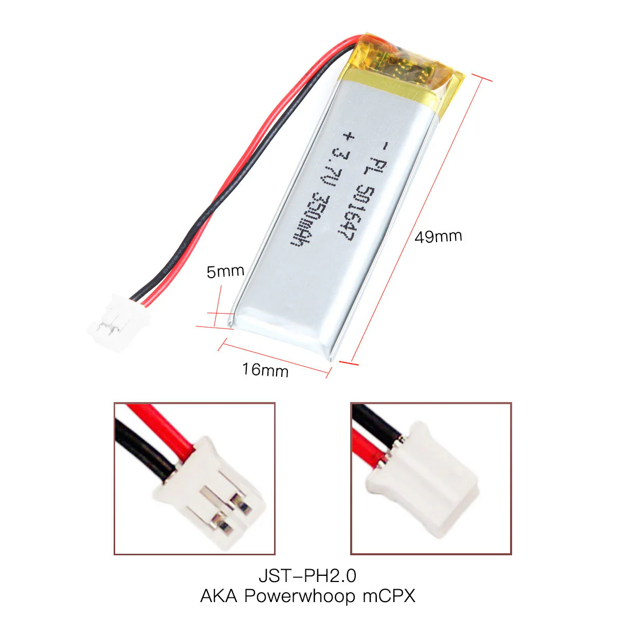 YDL 3.7V 350mAh 501647 Rechargeable Lithium Polymer Battery - Image 4