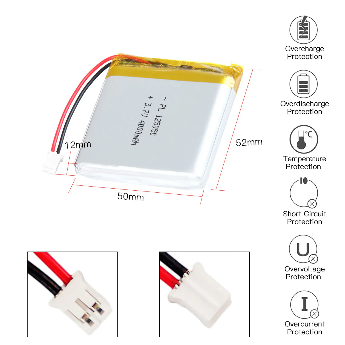 YDL 3.7V 4000mAh 125050 Rechargeable Lithium Polymer Battery - Image 3