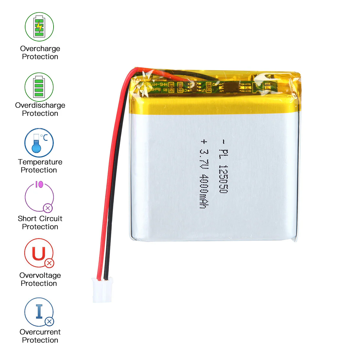 YDL 3.7V 4000mAh 125050 Rechargeable Lithium Polymer Battery - Image 5