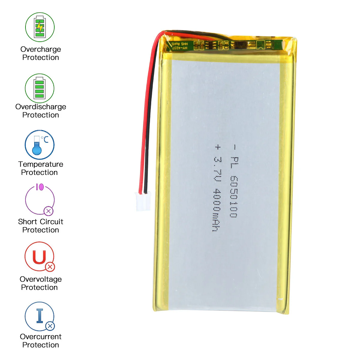 YDL 3.7V 4000mAh 6050100 Rechargeable Lithium Polymer Battery - Image 5
