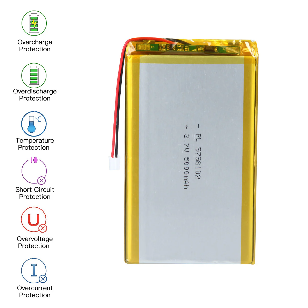 YDL 3.7V 5000mAh 5758102 Rechargeable Lithium Polymer Battery - Image 5