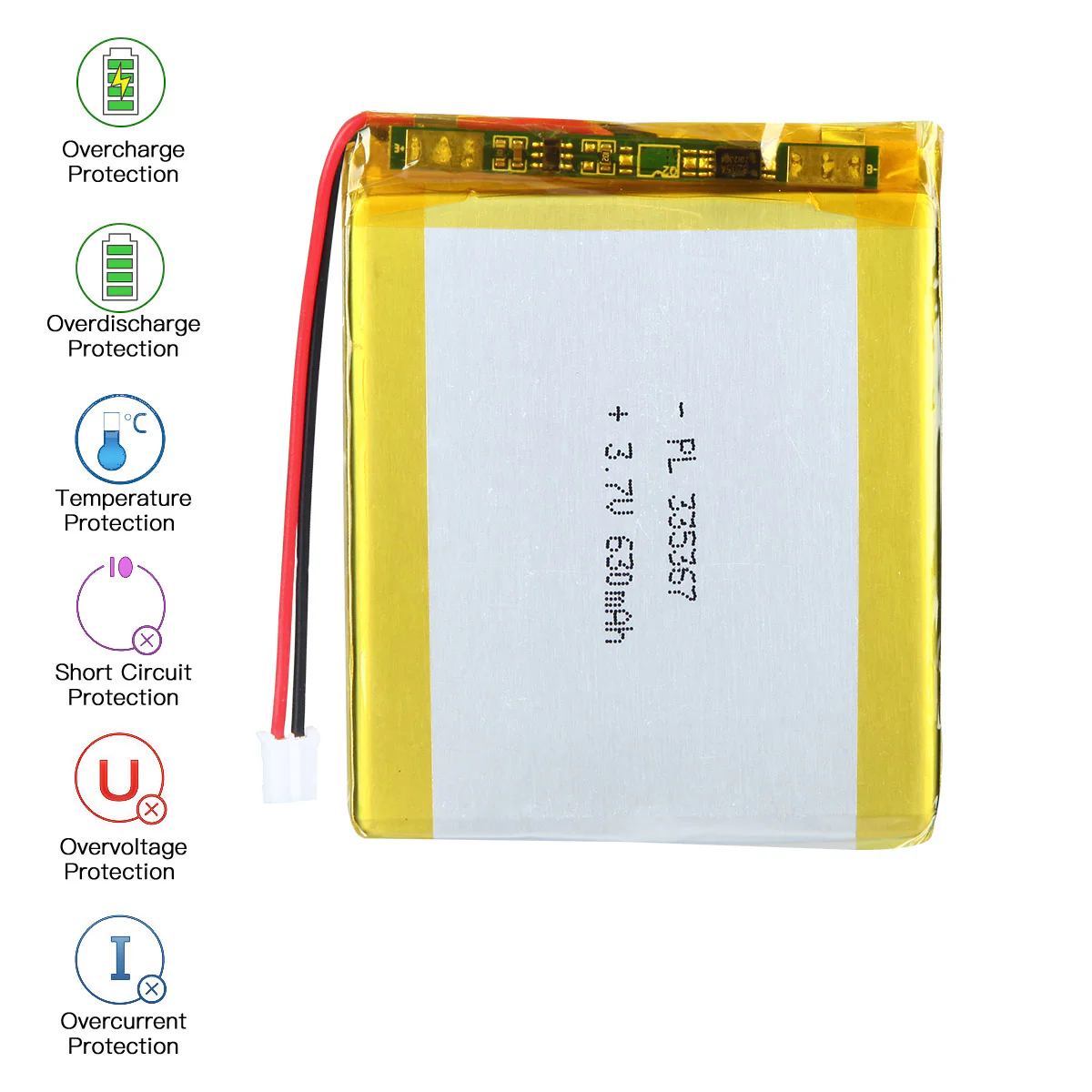 YDL 3.7V 630mAh 335367 Rechargeable Lithium Polymer Battery Length 69mm - Image 5