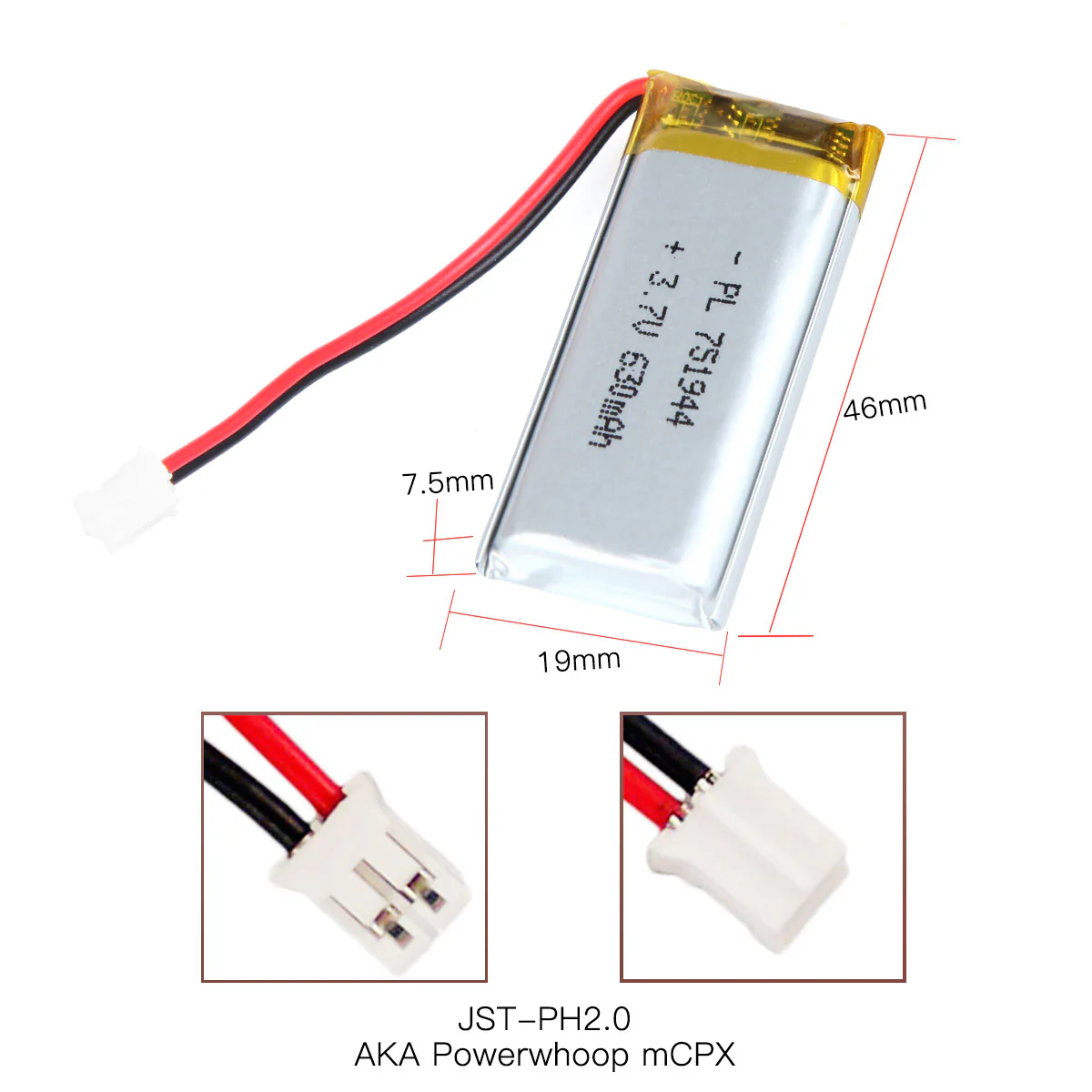 YDL 3.7V 630mAh 751944 Rechargeable Lithium Polymer Battery - Image 4