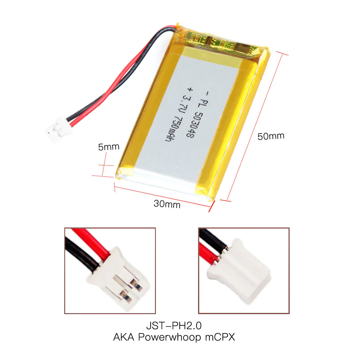 3.7V 750mAh 503048 Rechargeable Lithium Polymer Battery - Image 4