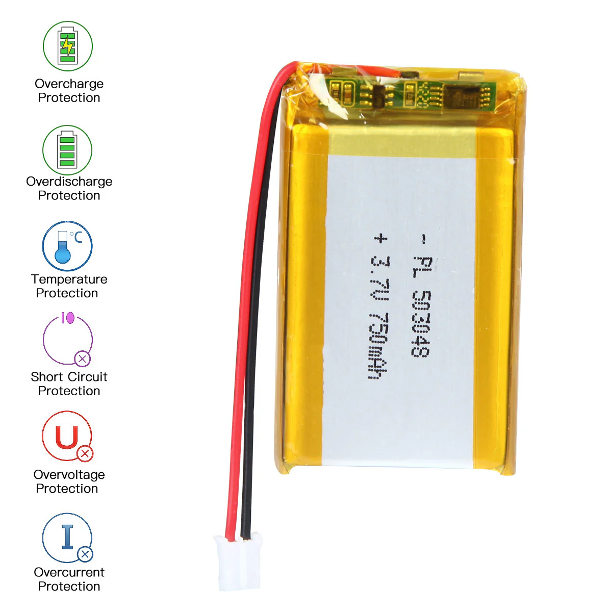 3.7V 750mAh 503048 Rechargeable Lithium Polymer Battery - Image 5