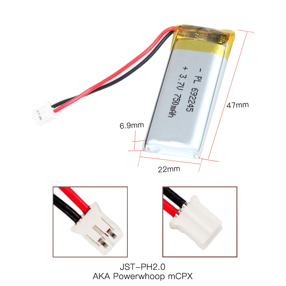 YDL 3.7V 750mAh 692245 Rechargeable Lithium Polymer Battery - Image 4