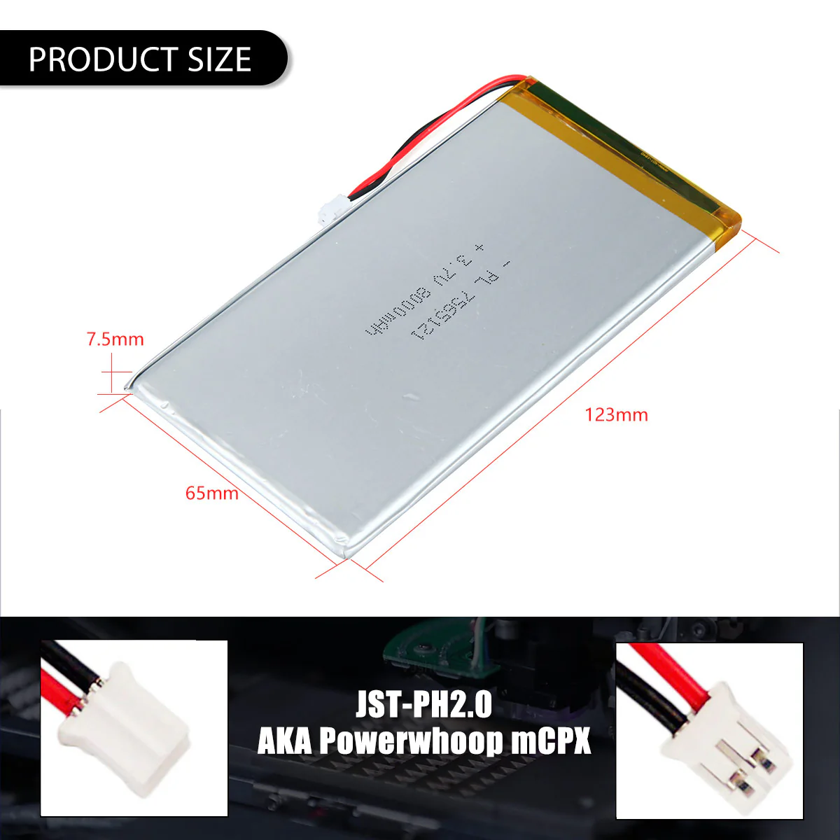 YDL 3.7V 8000mAh 7565121 Rechargeable Lithium Polymer Battery - Image 3