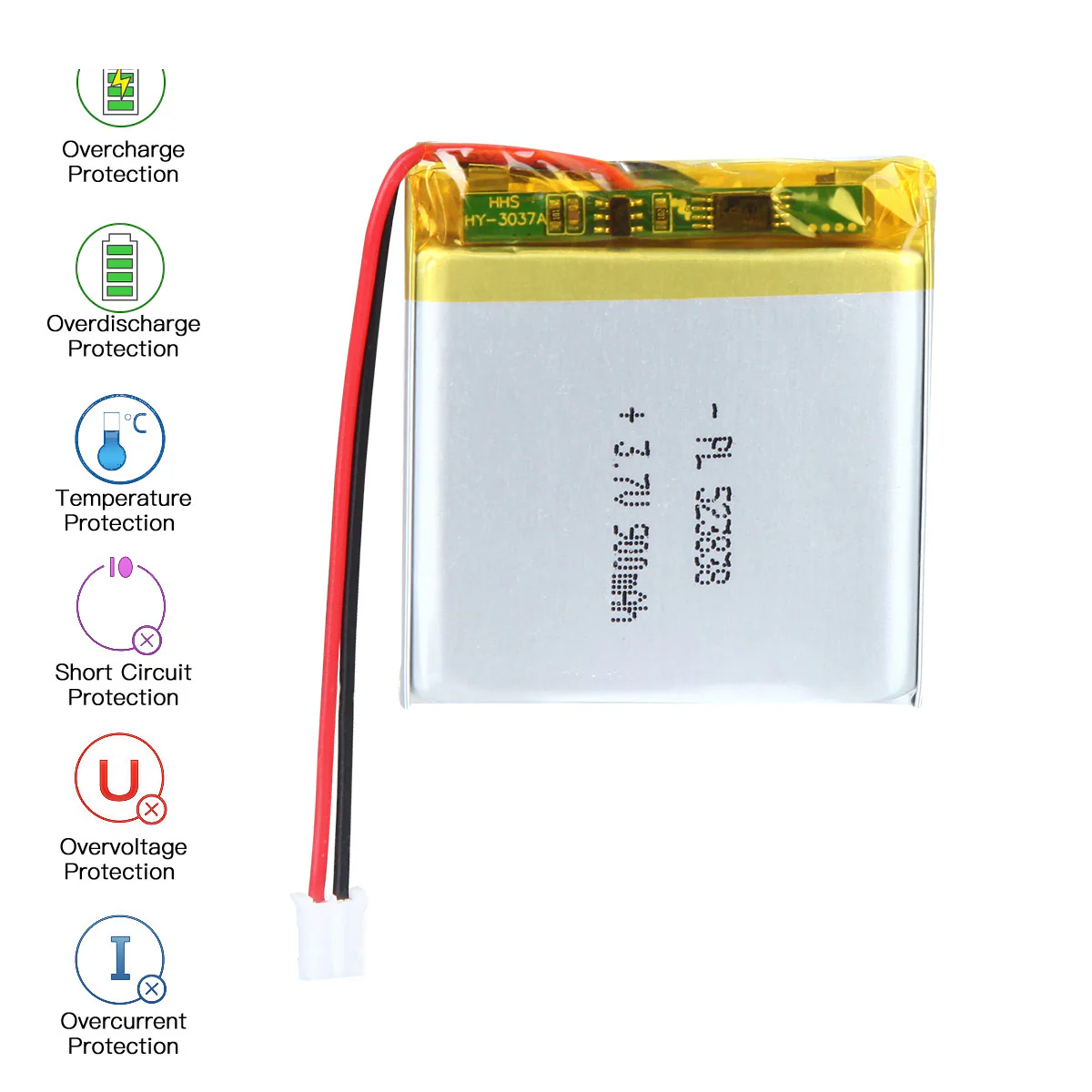 YDL 3.7V 900mAh 523838 Rechargeable Lithium Polymer Battery Length 40mm - Image 5